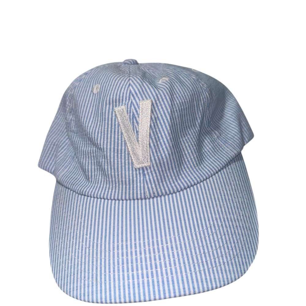 Rey to Z Striped Blue Cap with V Embroidery